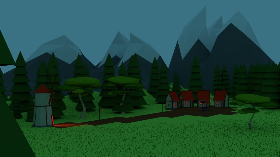 Low Poly village scenery v1 preview image 1